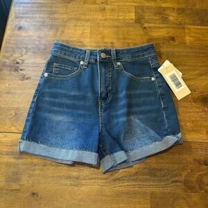 Just Fab High Waist Denim Shorts - Blue, Cuffed, Size 25 New With Tag